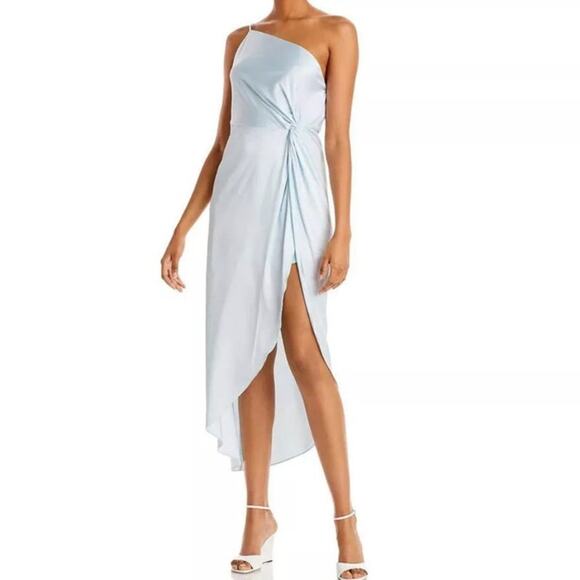 Aqua Light Blue Shoulder Asymmetric Midi Dress Sz XL NWT - Picture 1 of 12